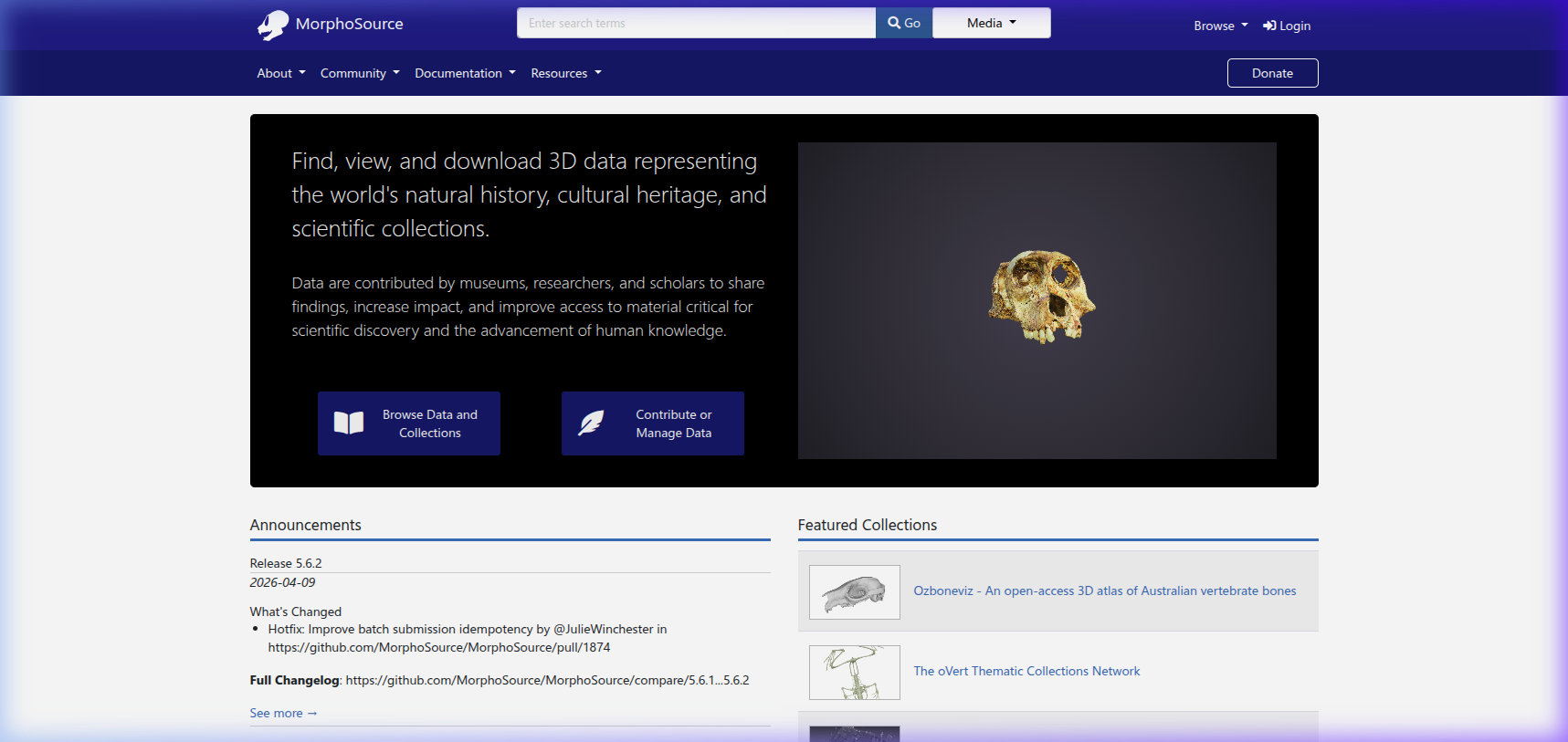 MorphoSource homepage